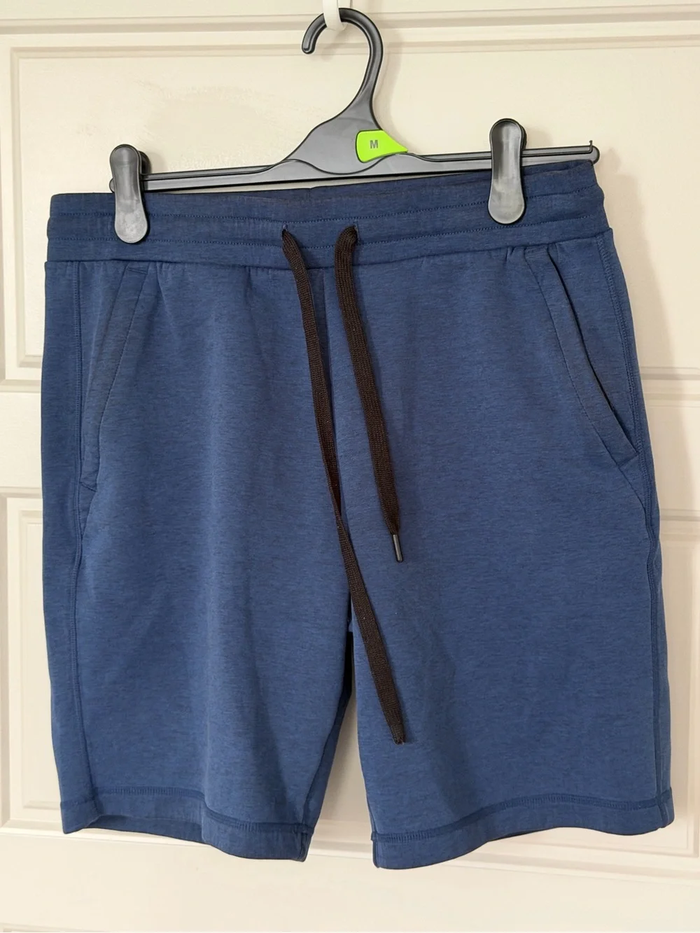 32 Degrees Cool Men's Tech Fleece Lounge Shorts Heather Denim Blue Size M
